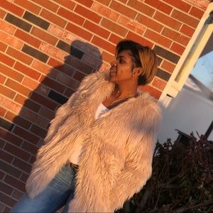 Blush pink “faux fur” jacket